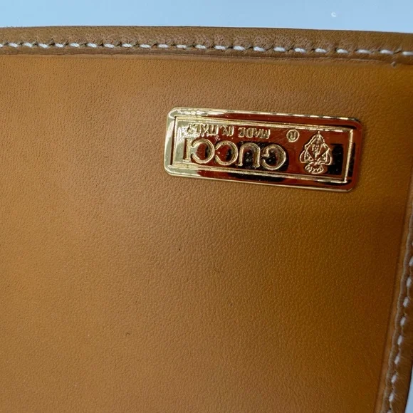 Gucci Beige Canvas Wallet with Tan Leather Trim and Gold Logo - Picture 7 of 8